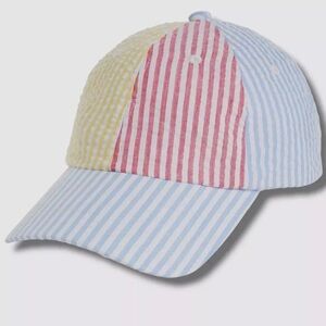 NWT Club Room unisex Summer Rainbow Striped Baseball Golf Hat Cap one size blue